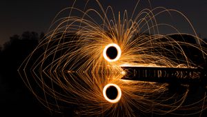 Preview wallpaper circles, light, freezelight, sparks, reflection, night