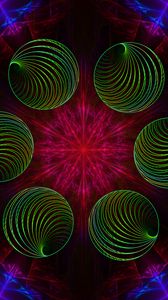 Preview wallpaper circles, lines, neon, colorful, abstraction