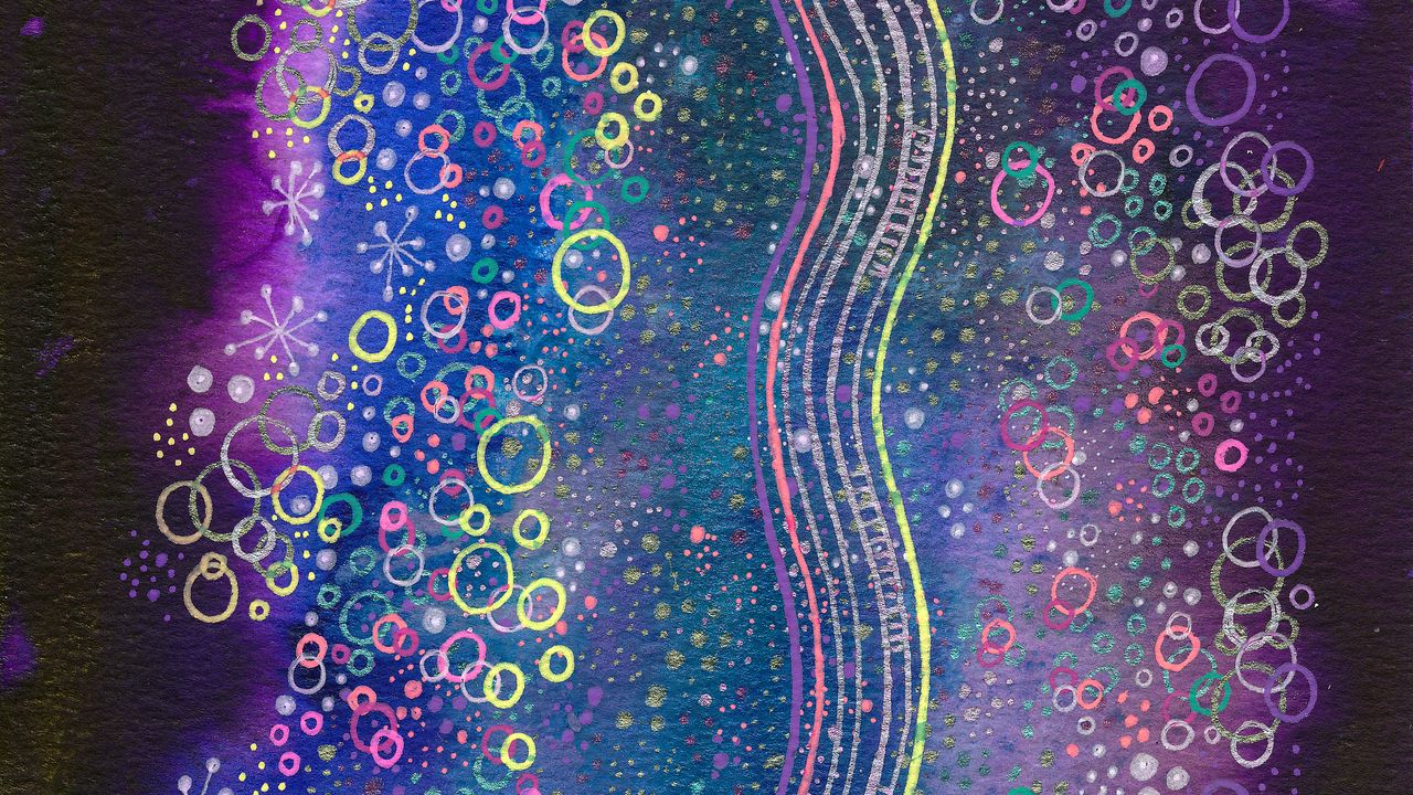 Wallpaper circles, lines, watercolor, abstraction, colorful
