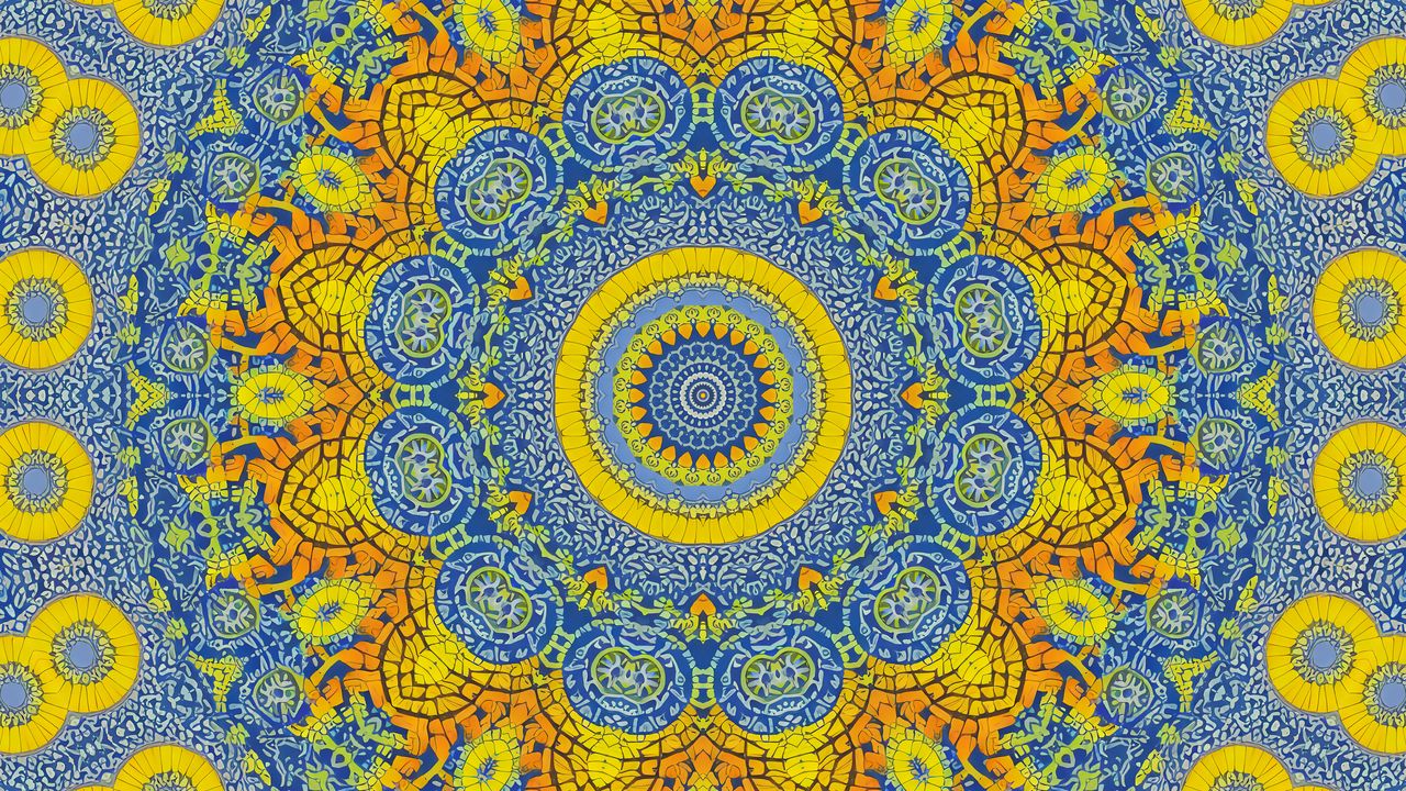 Wallpaper circles, pattern, background, abstraction, yellow, blue