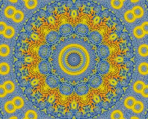 Preview wallpaper circles, pattern, background, abstraction, yellow, blue