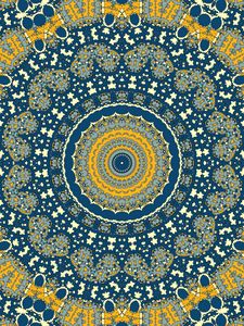 Preview wallpaper circles, pattern, fractal, abstraction, blue, yellow