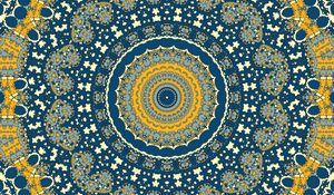 Preview wallpaper circles, pattern, fractal, abstraction, blue, yellow