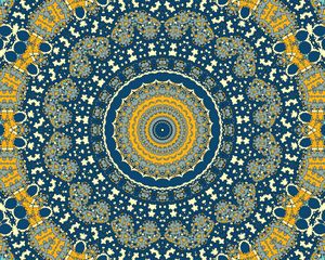 Preview wallpaper circles, pattern, fractal, abstraction, blue, yellow