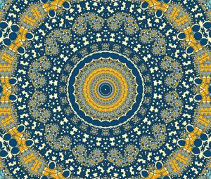 Preview wallpaper circles, pattern, fractal, abstraction, blue, yellow