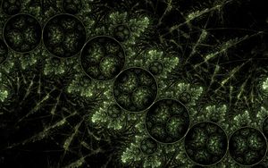 Preview wallpaper circles, pattern, green, abstraction, dark