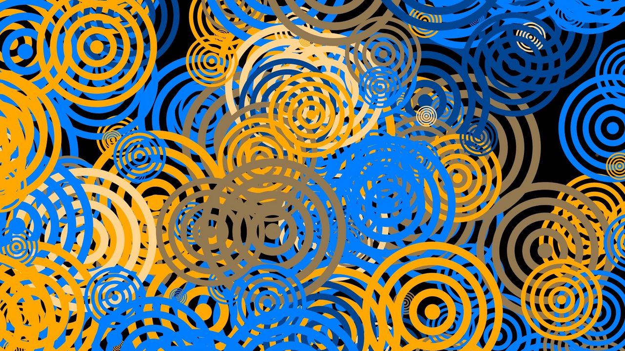 Wallpaper circles, patterns, texture, yellow, blue