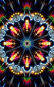Preview wallpaper circles, rays, fractal, pattern, abstraction, bright