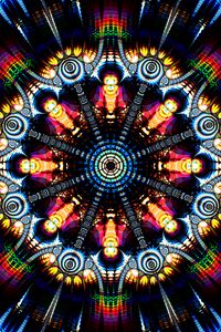 Preview wallpaper circles, rays, fractal, pattern, abstraction, bright