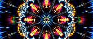 Preview wallpaper circles, rays, fractal, pattern, abstraction, bright