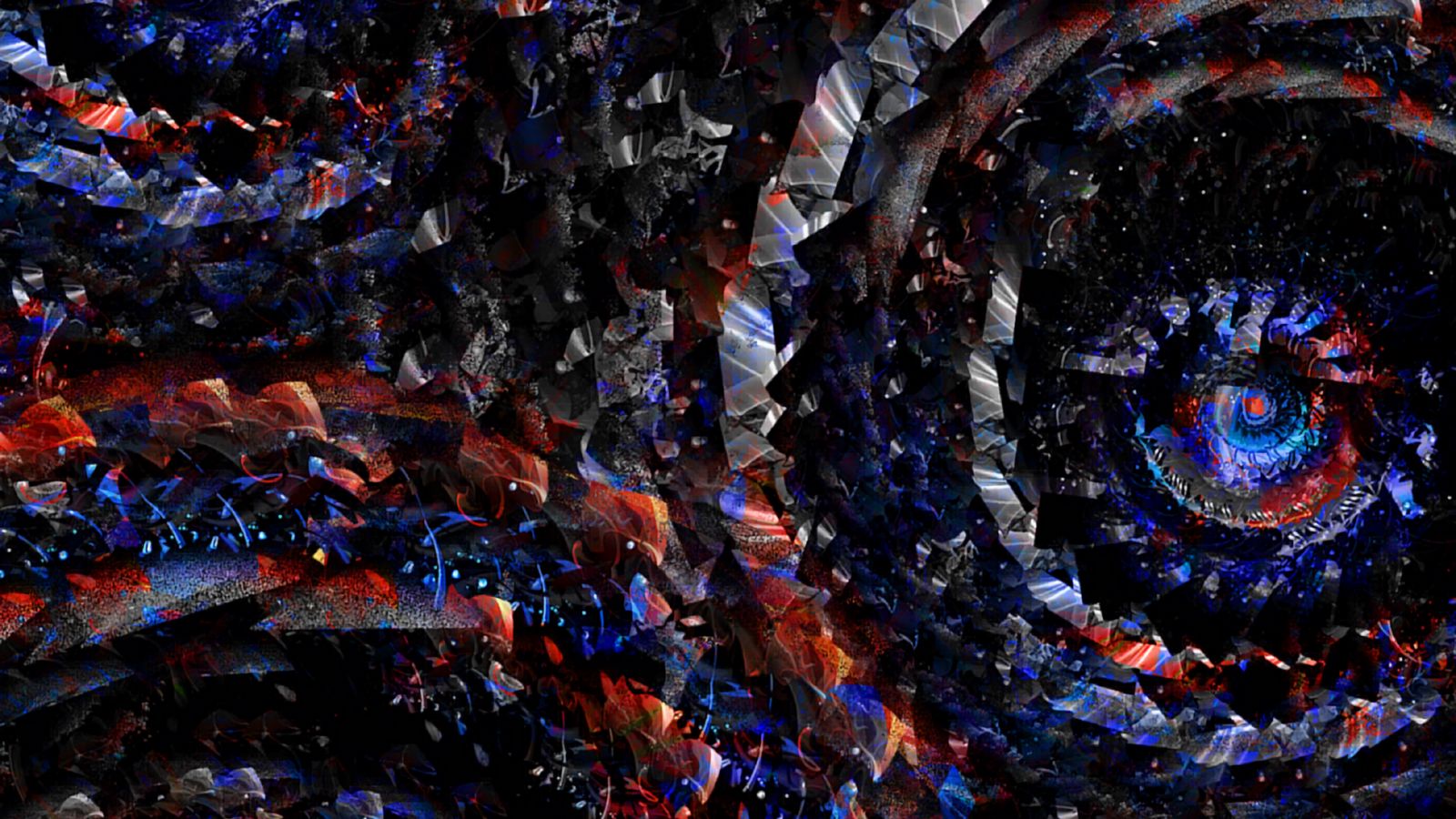 1600x900 Wallpaper circles, rotation, red, blue, swirling, spiral, shape