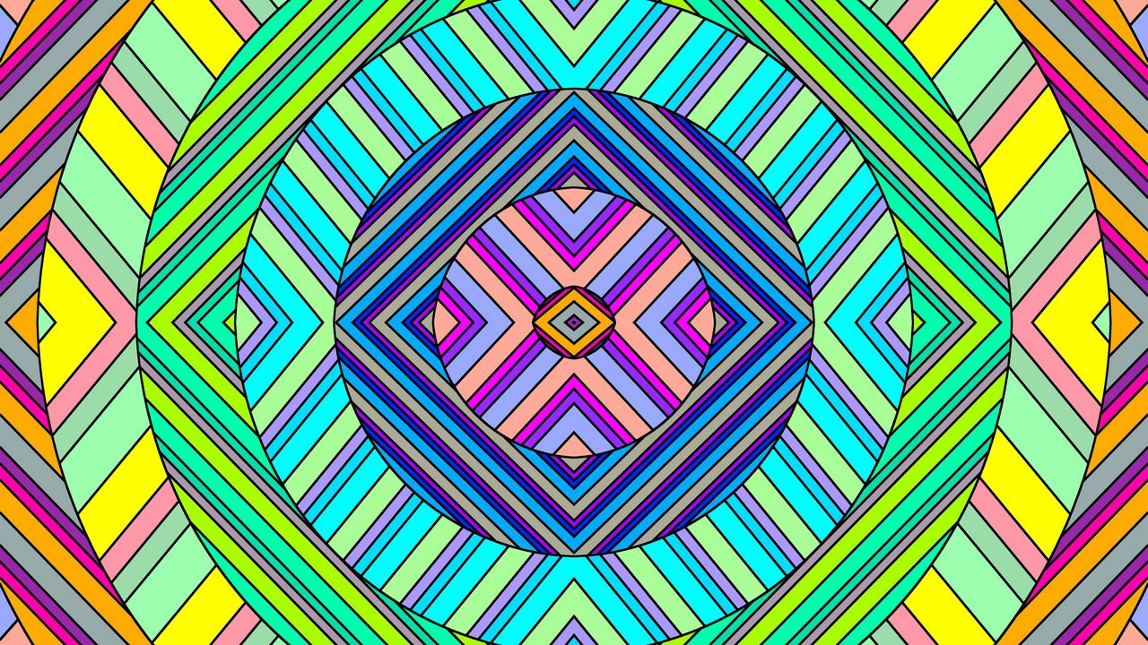 Wallpaper circles, stripes, colorful, abstraction