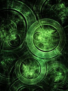 Preview wallpaper circles, transparent, abstraction, green, dark