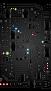 Preview wallpaper circuit, processor, chip, lights, 3d