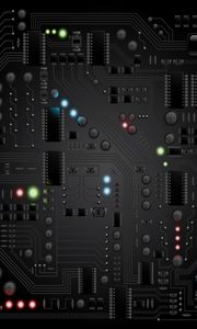 Preview wallpaper circuit, processor, chip, lights, 3d