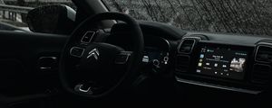 Preview wallpaper citroеn, car, wheel, control panel, salon, black