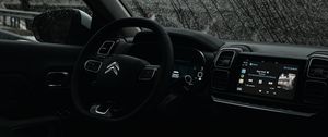 Preview wallpaper citroеn, car, wheel, control panel, salon, black