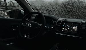 Preview wallpaper citroеn, car, wheel, control panel, salon, black