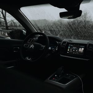 Preview wallpaper citroеn, car, wheel, control panel, salon, black