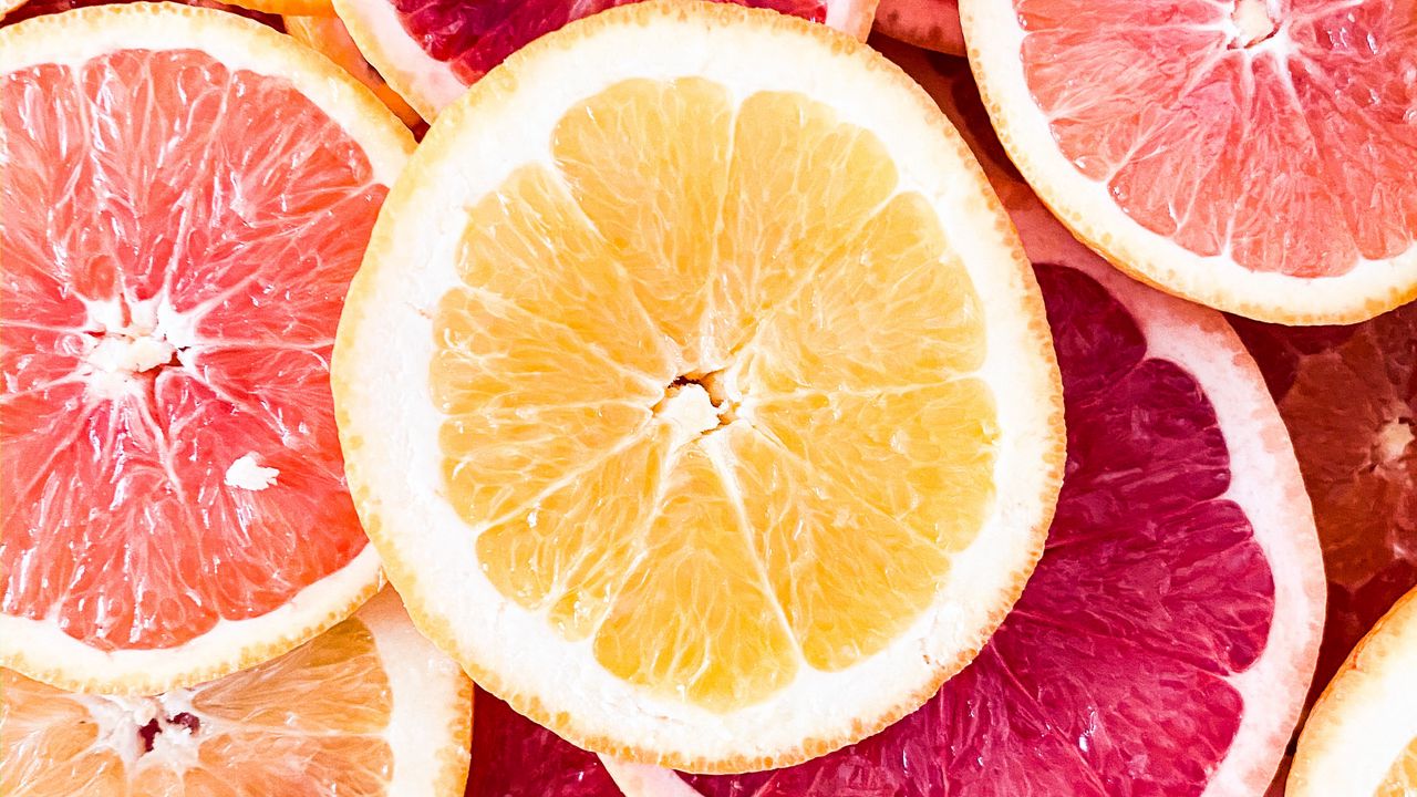 Wallpaper citrus, slices, orange, lemon, grapefruit