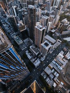 Preview wallpaper city, aerial  view, skyscraper, street