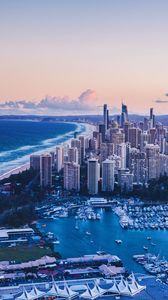 Preview wallpaper city, aerial view, architecture, ocean, coast