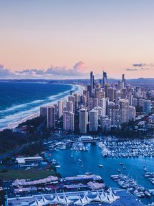 Preview wallpaper city, aerial view, architecture, ocean, coast