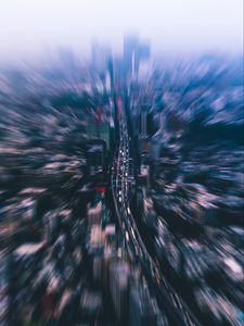 Preview wallpaper city, aerial view, blur, buildings, street