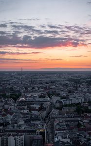 Preview wallpaper city, aerial view, buildings, architecture, dawn, morning