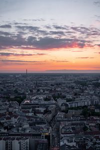 Preview wallpaper city, aerial view, buildings, architecture, dawn, morning