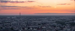 Preview wallpaper city, aerial view, buildings, architecture, dawn, morning