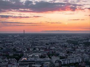 Preview wallpaper city, aerial view, buildings, architecture, dawn, morning