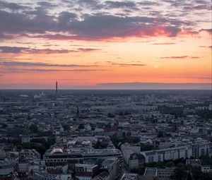 Preview wallpaper city, aerial view, buildings, architecture, dawn, morning