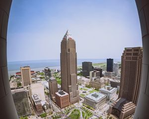 Preview wallpaper city, aerial view, buildings, architecture, view, overview