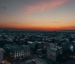 Preview wallpaper city, aerial view, buildings, architecture, sunset, twilight