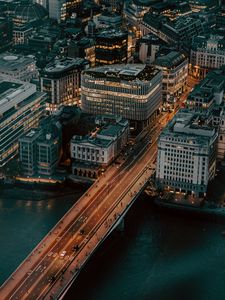 Preview wallpaper city, aerial view, buildings, bridge, architecture, urban