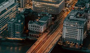 Preview wallpaper city, aerial view, buildings, bridge, architecture, urban