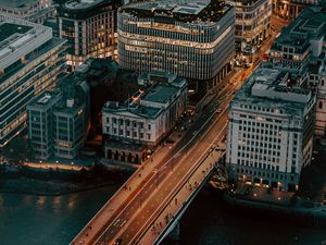 Preview wallpaper city, aerial view, buildings, bridge, architecture, urban