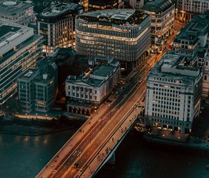 Preview wallpaper city, aerial view, buildings, bridge, architecture, urban