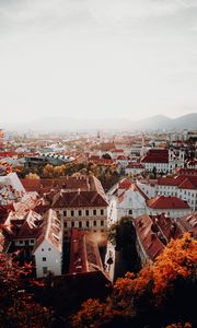 Preview wallpaper city, aerial view, buildings, architecture, roofs