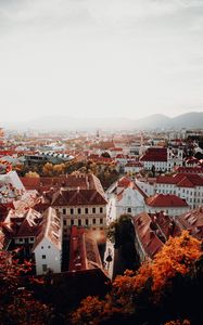 Preview wallpaper city, aerial view, buildings, architecture, roofs