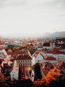 Preview wallpaper city, aerial view, buildings, architecture, roofs