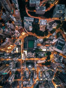 Preview wallpaper city, aerial view, buildings, architecture, overview