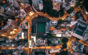 Preview wallpaper city, aerial view, buildings, architecture, overview