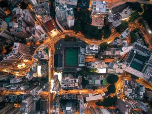 Preview wallpaper city, aerial view, buildings, architecture, overview