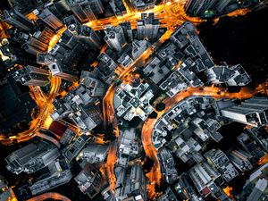 Preview wallpaper city, aerial view, buildings, roads, metropolis