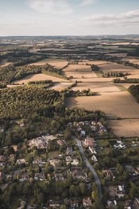 Preview wallpaper city, aerial view, buildings, fields, trees