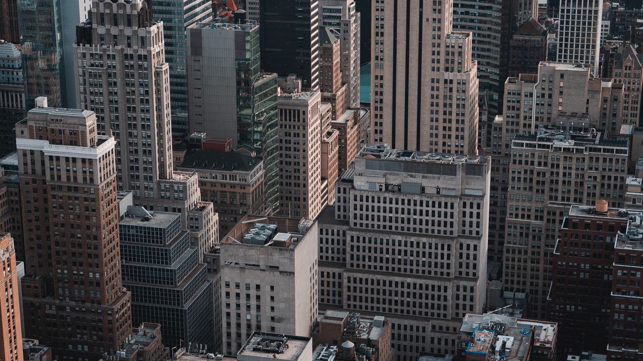 Wallpaper city, aerial view, buildings, metropolis, skyscrapers