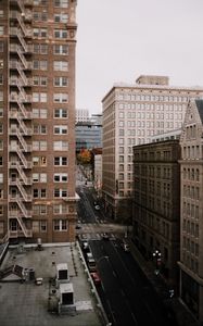 Preview wallpaper city, aerial view, buildings, road, street