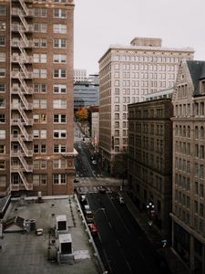 Preview wallpaper city, aerial view, buildings, road, street